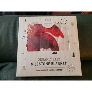 NWOB Pondering Pine Organic Baby Milestone Blanket 47”x47” New Muslin Cotton